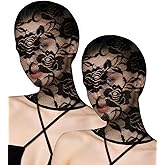 YASOKEZO Womens Lace Mask Full Face Mask Masquerade Party Hollow Out See Through Lace Hood