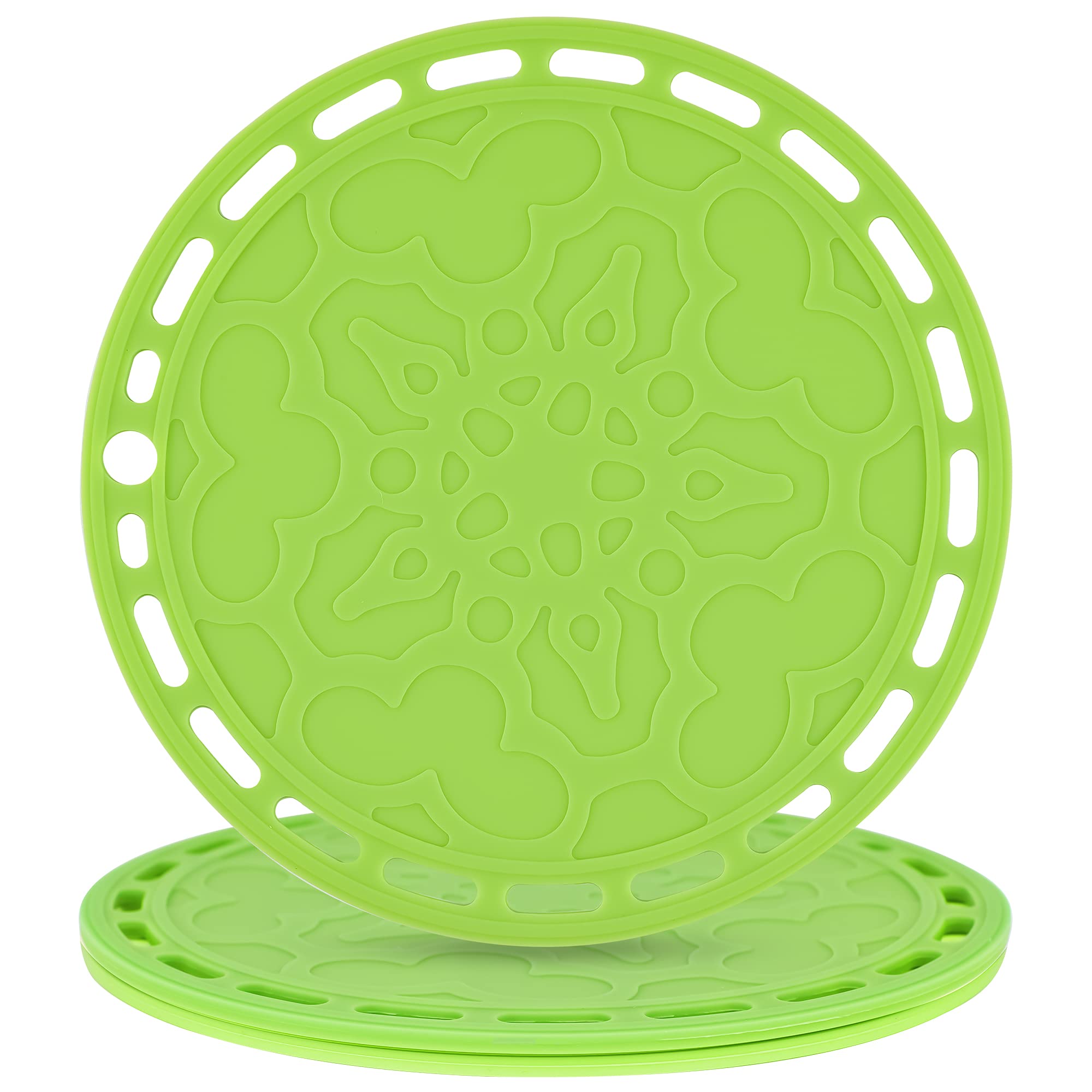 Smithcraft Silicone Trivet Mat Big Round Silicone PotHolder Hot Pads and Trivets for Hot Dishes and Hot Pots Holder, Hot Mats for Countertops, Tables, Spoon Rest Small Place Mats Set of 3 Color Green
