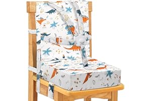 SMZCTYI Toddler Booster Seat for Dining Table, Adjustable 5 Point Safety Buckle Kids Toddler Booster Seat with Backrest, Waterproof Non-Slip Bottom Portable Travel Increasing Cushion for Chair (White)