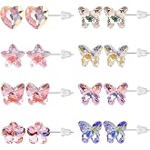 KASFREE Cubic Zirconia Studs Sterling Silver Post Earrings for Women