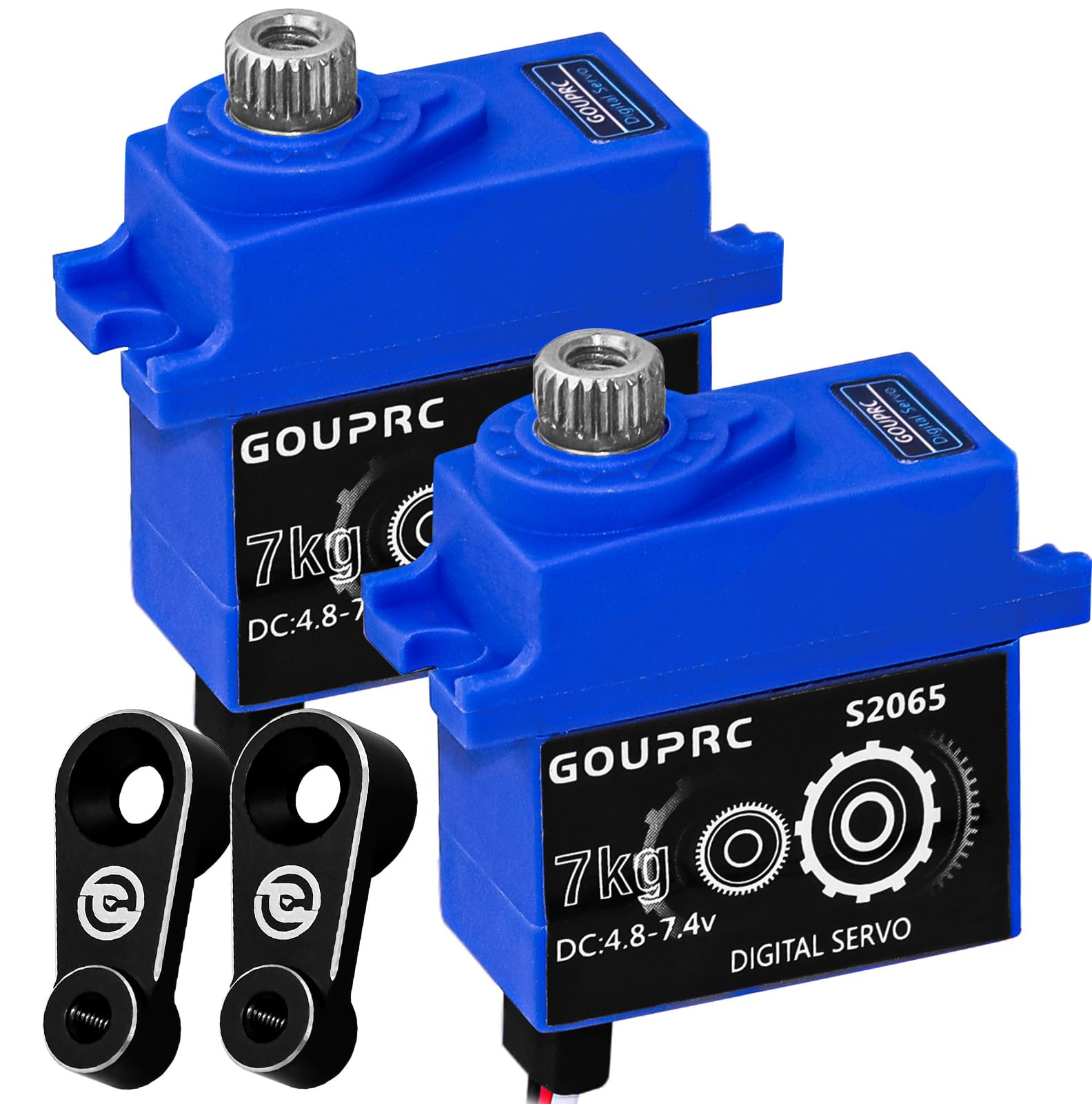 Photo 1 of GOUPRC 7KG RC Digital Micro Servo Metal Gear Servo with Arm for TRX4 TRX6 SCX10 III 1/10 RC Crawler Car Upgrade Servo Parts ?Black 2 PCS?