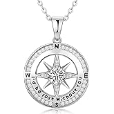 Zifeel Compass Necklace Gifts for Women wife - S925 Sterling Silver Birthstone Necklaces for Women - Anniversary Birthday Gifts for Her Wife Girlfriend - Valentines Mom Mothers Day Christmas Gifts Jewelry for Women