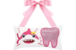 Malihome Tooth Fairy Pillow with Pocket for Girls and Boys Kids Tooth Pillow Toothfairy Gifts Tooth Keepsake Pouch 8.6 x 4.8 inches (Pink)