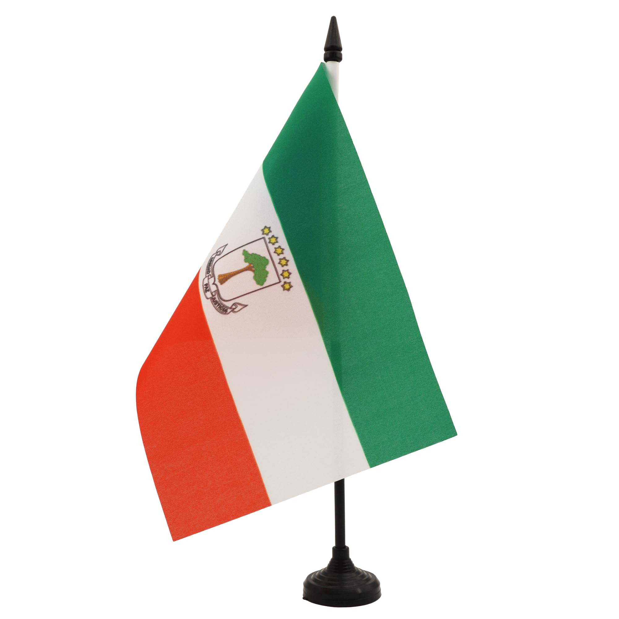 AZ FLAG Equatorial Guinea Table Flag 5'' x 8'' - Equatoguinean Office Decoration 100% Polyester 21 x 14 cm - Mini Desk Flag with Pole and Black Plastic Base — image 1