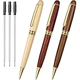 Cambond Wood Ballpoint Pens Gift Set - Luxury Wooden Pens for Men Women Journaling Executive Office, 1.0 mm Medium Point Black Ink, Retractable Twist Writing Pen with Box, 3 Pens with 3 Refills