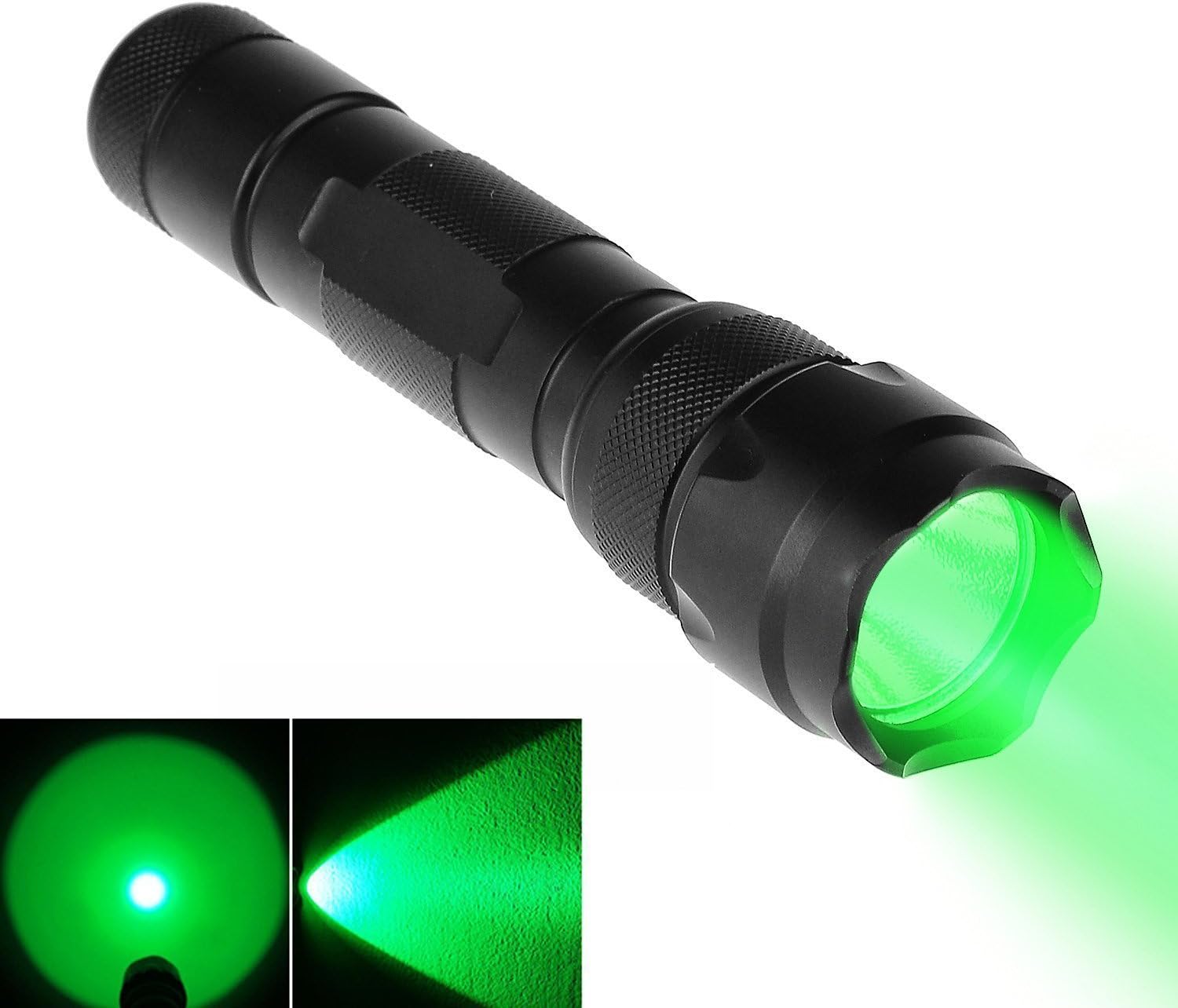 LiteMax WF-502B Green Light Tactical Torch Flashlight Powerful 1 mode High Lumens Coyote Hog Hunting Light Torch Utra Birght Handheld Lamp - Portable, Water Resistance (Battery not included)