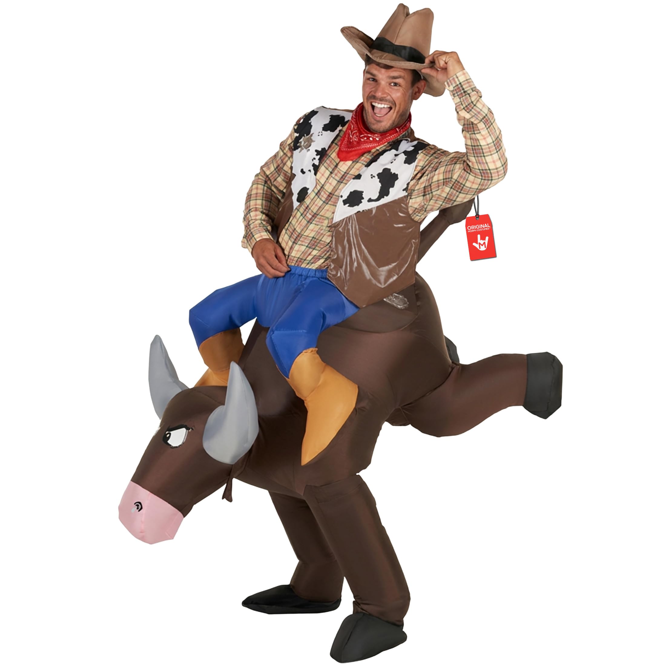 Morph Costumes Inflatable Cowboy Costume Men Bull Rider Horse Costume Adult Halloween Costumes