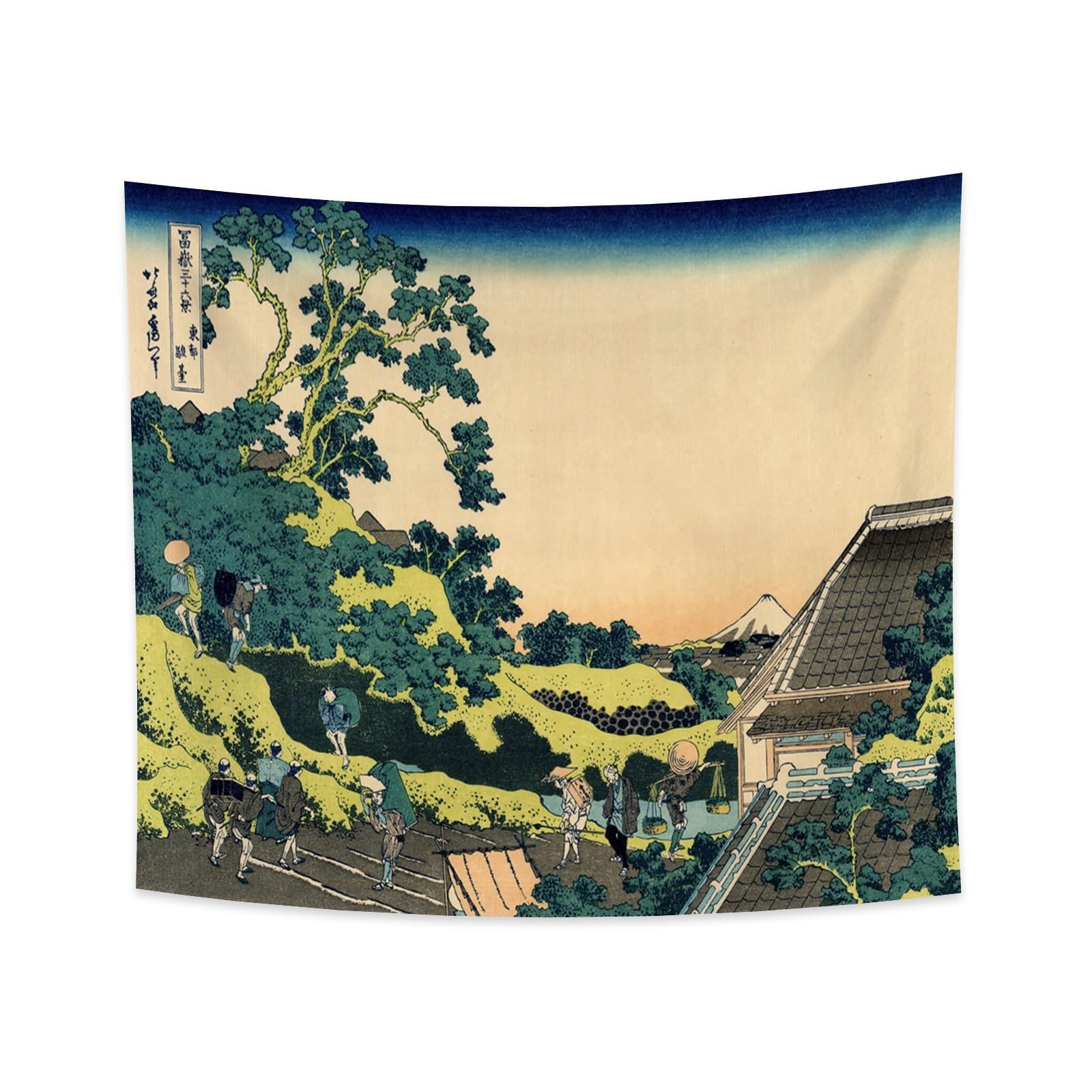 YONGFOTO 180x160cm Ukiyo-e Tapestry Mount Fuji 36 Views Room Wall Hanging the Fuji Seen from The Mishima Pass Landscape Wall Art Japanese Traditional Painting Toyo Style Tapestries