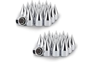 Yorovent 33mm x 4 1/4” Spike Lug Nut Covers,Push-On Nut Cover Caps Abs Plastic with Chrome Complete,Anti-Rust for Semi Trucks (40 Pack)