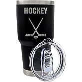 Premium 30 oz Hockey Black Tumbler with Slider Lid - Insulated Tumbler for Hockey Lovers, Fans, Coaches - Durable Hockey Mom Tumbler - Unique Hockey Gifts for Men, Women, Teens