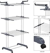 HOMIDEC 4-Tier Foldable Clothes Drying Rack Stainless Steel Large 172cm view 5