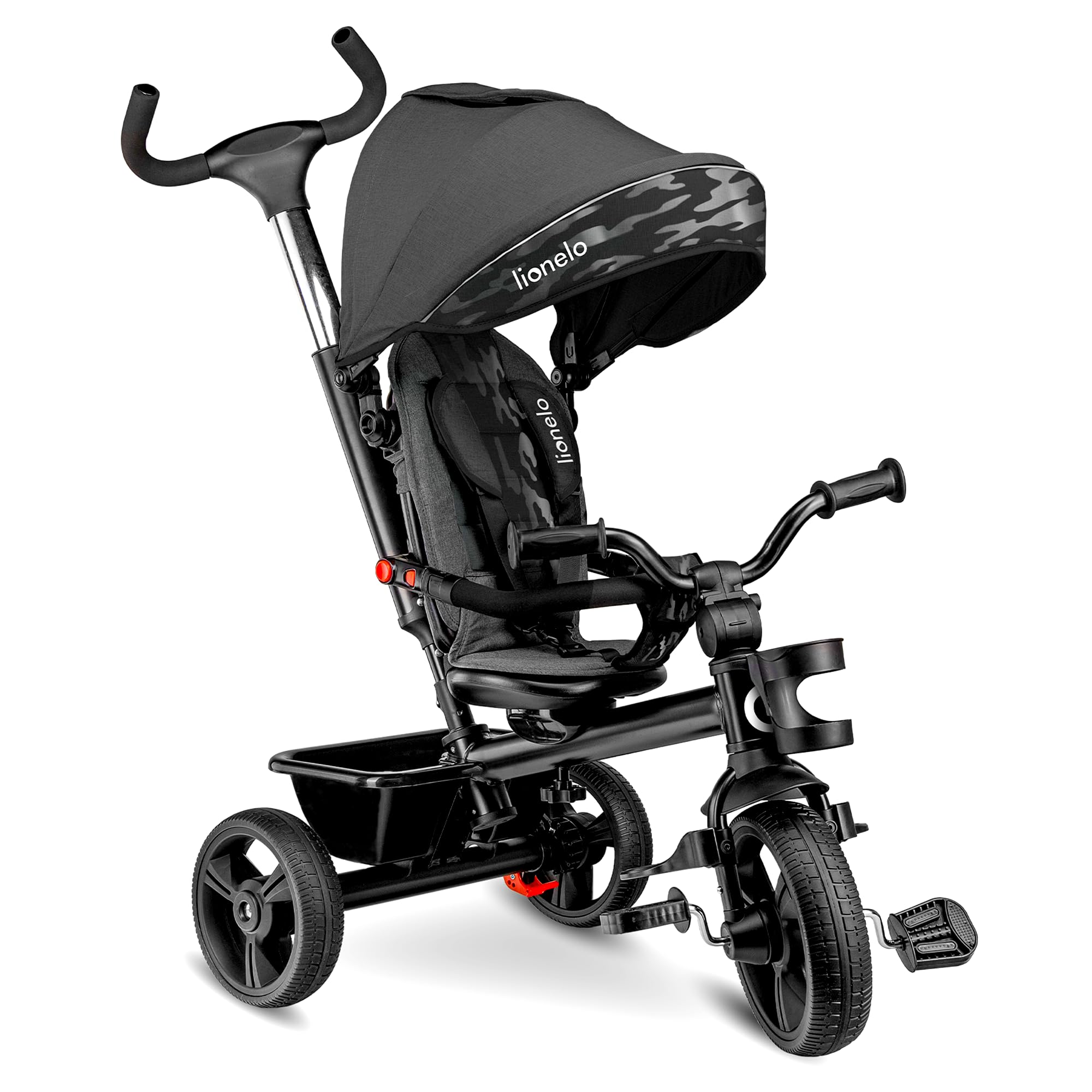 Lionelo HAARI 2in1 Stroller Trike for Kids 1-5 years up to 25 kg, 360° Rotating Seat, Adjustable Parent Steering Handle, Grows with Child, Free-Wheel Mode with Footrest, Canopy & Cup Holder