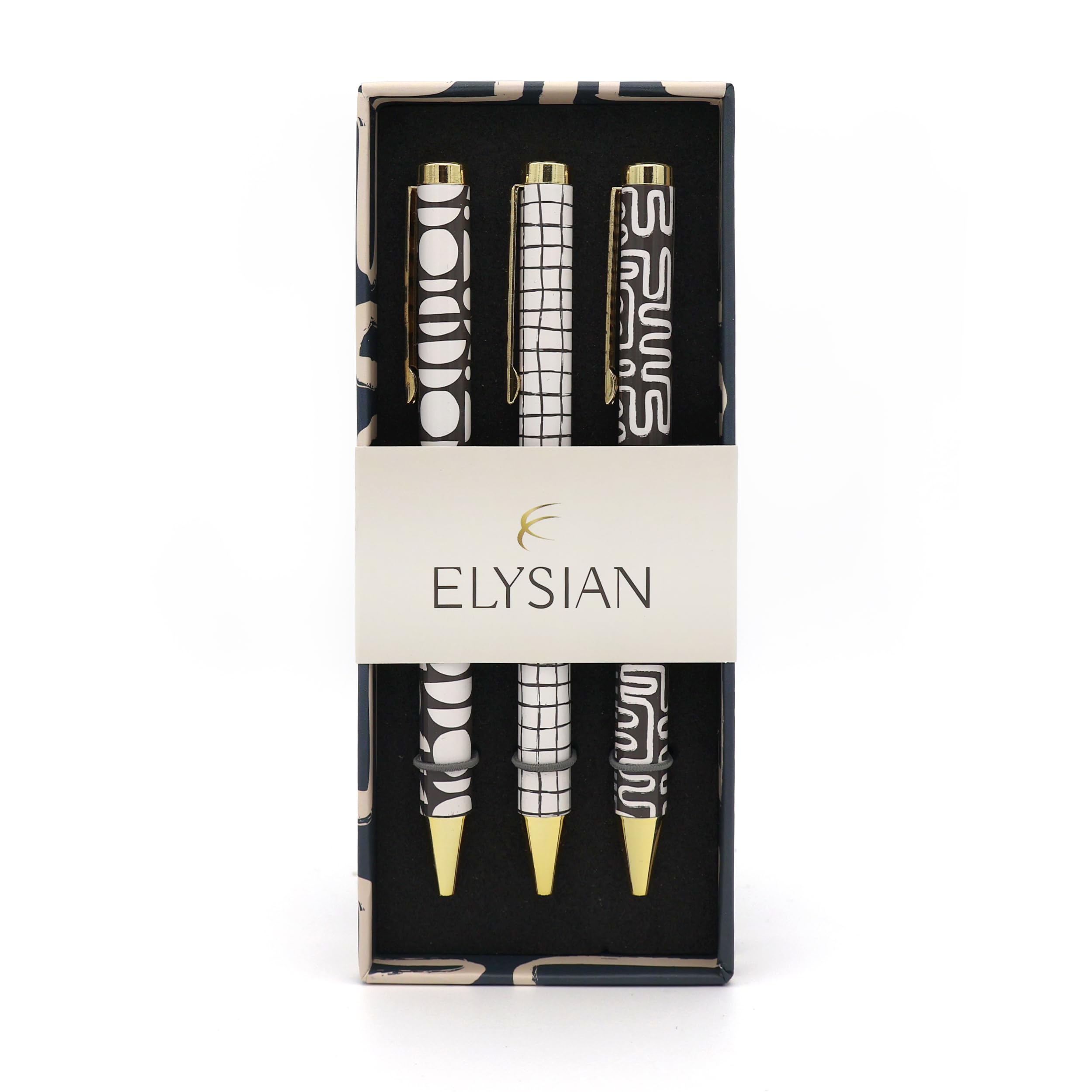 Robert Frederick Elysian Monochrome Mixed Design Ballpoint Pens in Gift Box – Set of 3 Pens
