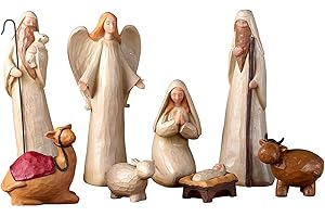 CHRISTIAN BRANDS Avalon Gallery Nativity Sets for Christmas - Crafted Rustic Carved Nativity Scene, 10-Inch Scale, 8-Piece