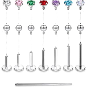 Titanium Flat Back Earrings, 7 Post Length Options, 18G Cartilage Earrings for Sensitive Ears Women Men, Internally Threaded