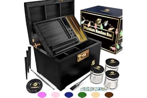 Premium Large Bamboo Storage Box with Rolling Tray - Decorative Box Set with Combination Lock - Large Wooden Container �C Wood