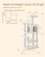 Feandrea Cat Tree Tower 112 cm Cream White Multi-Level Plush Condo with view 7
