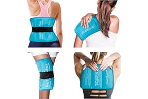 Gel Cold & Hot Ice Packs for Injuries, 10.5" X 14.5" Comfytemp Reusable Warm or Ice Pack with Strap for Shoulders, Hip, Knee,