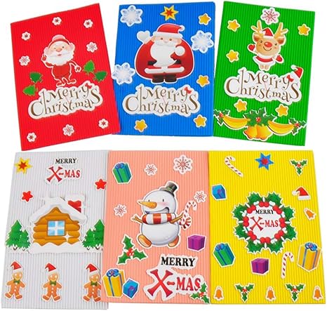 Amazon Co Jp Bestoyard Diyカード9枚組 クリスマスグリーティングカード用品 クラフトアクセサリー 子供用 幼稚園用 様々な柄 ホーム キッチン