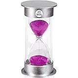 Hourglass Timer 45 Minute Sand Timer, Small Sand Clock 45 minutes, Purple Sand Watch 45 Min, Silver Plastic Hour Glass Sandgl