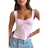 Women Cute Summer Crop Tank Top Teen Girls Trendy Sexy Y2K Strappy Going Out Tops
