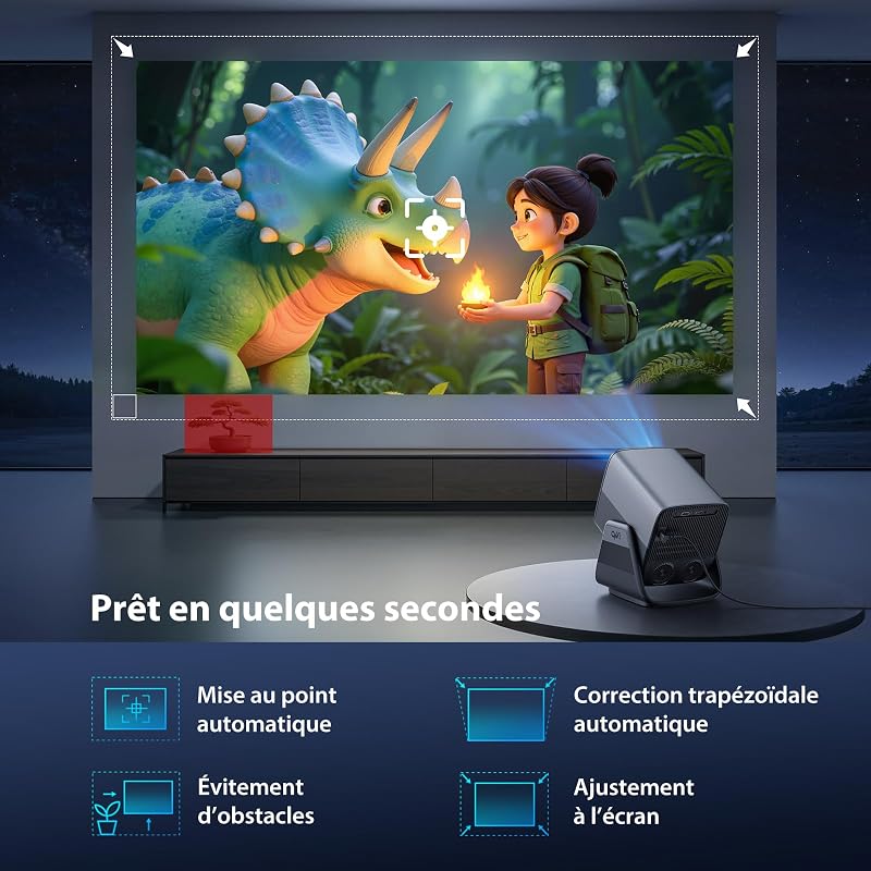 Vidéoprojecteur 1080P HDR10+, Mémoire de 32 Go【Apps intégrées】