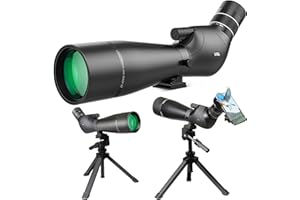 Three Triping Spotting Scope 20-60x80, Dual Focusing ED Spotting Scopes, FMC Lens, BAK4 Ultra High Definition Spotter Scope with Tripod, Phone Holder, Carrying Bag