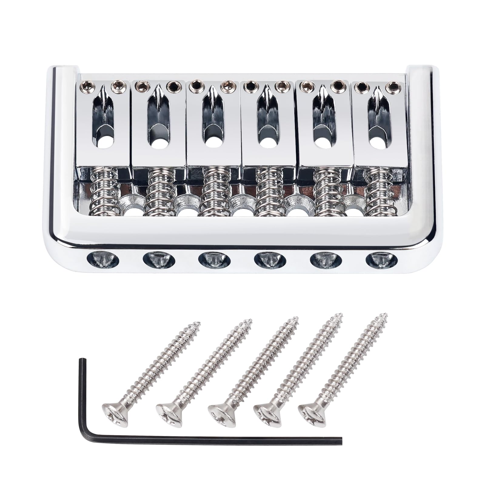 Banworks Electric Guitar Fixed Bridge Non-Tremolo 6-String Tailpiece 52.5mm (2-1/16") String Through Body Hardtail Bridge Set for Strat ST Tele JT/GDQQ-01 Chrome — image 1