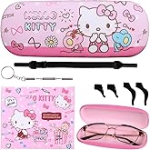 ADBGV Cute Stylish Hard Shell Eyeglasses Cases Protective Case Storage Box With Glasses Cloth Eyeglass Strap for Girl Teen