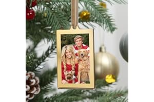 UNIQOOO 8 Set Christmas Acrylic Rectangle Photo Ornaments for Display Picture, 2"x 3" Acrylic Hanging Photo Frame, Double-Sided Picture Frames for Home, Party, Tree Decorations(Gold)