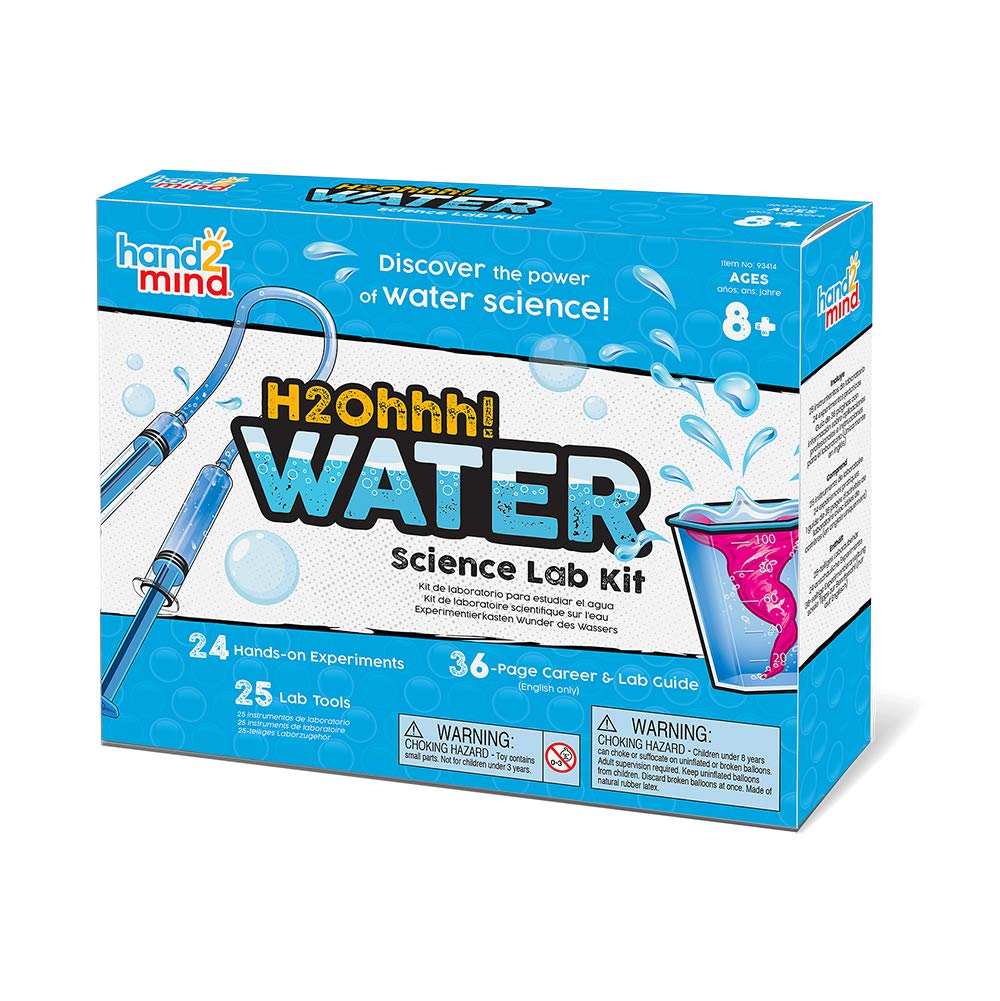 hand2mind H2Ohhh! Water Science Kit, Chemistry Kit for Kids 8-12, Chemistry Set, Science Kits & Toys, 24 Science Experiments, 1 Career & Lab Guide, Color Chemistry, Bubbles, Tornadoes, STEM Toy
