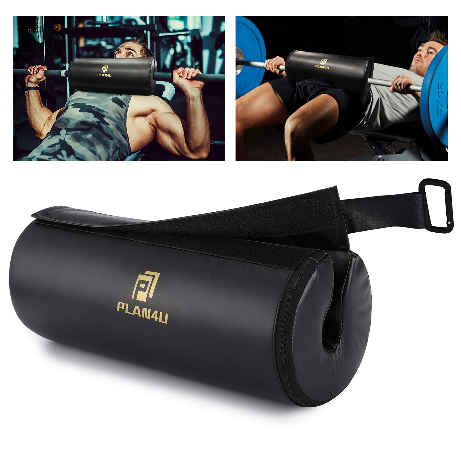 Photo 1 of Plan4U Barbell Pad for Bench Press Hip Thrust Weightlifting, Upgraded Board Press with 2 inches Non-Slip Thickness Leather Foam Pad Fits Standard Olympic Bars for Powerlifting Bench Workout, Black