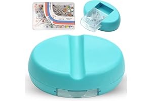 YARRD Blue Magnetic Pin Cushion with Pins Magnetic Bobby Pin Holder Plastic Tray for Bobby Pin 100PCS Plastic Head Pin Cushions for Sewing Supplies