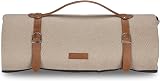 VonShef Picnic Blanket Beige Herringbone 200x300cm Waterproof Backing view 9
