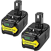 2-Pack 18V 8000mAh P108 Replacement for Ryobi 18V Battery and P117 Charger Compatible with Ryobi 18 Volt Lithium Battery P102 P103 P104 P105 P107 P109 P108 P190 P122 Cordless Power Tools (Green)