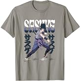 Naruto Shippuden Sasuke Attack Pose with Kanji Anime T-Shirt