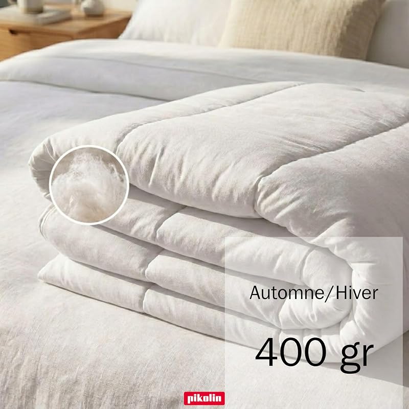 Couette 260 x 240 cm - 400 g Chaude en Fibre Ecolofil pour Lit 2 Personnes - Certifié Oeko-Tex - Couette Hypoallergénique, Douce et Respirante