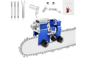 Dawitrly Chainsaw Sharpener Kit, Portable Aluminum Alloy Chain Saw Blade Sharpening Jig Tool with Hand Crank and 3Pcs Grinding Heads Suitable for Electric Saws Lumberjack, Garden Worker Blue