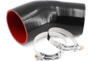 TuoLauthon 45 Degree 3.5 to 4 Inch(89-102mm) Silicone Reducer Coupler Hose,4-Ply Reinforced,Length 4Inch(102mm) with 2Pcs T-Bolt Clamps Turbo/Intercooler/Intake Piping