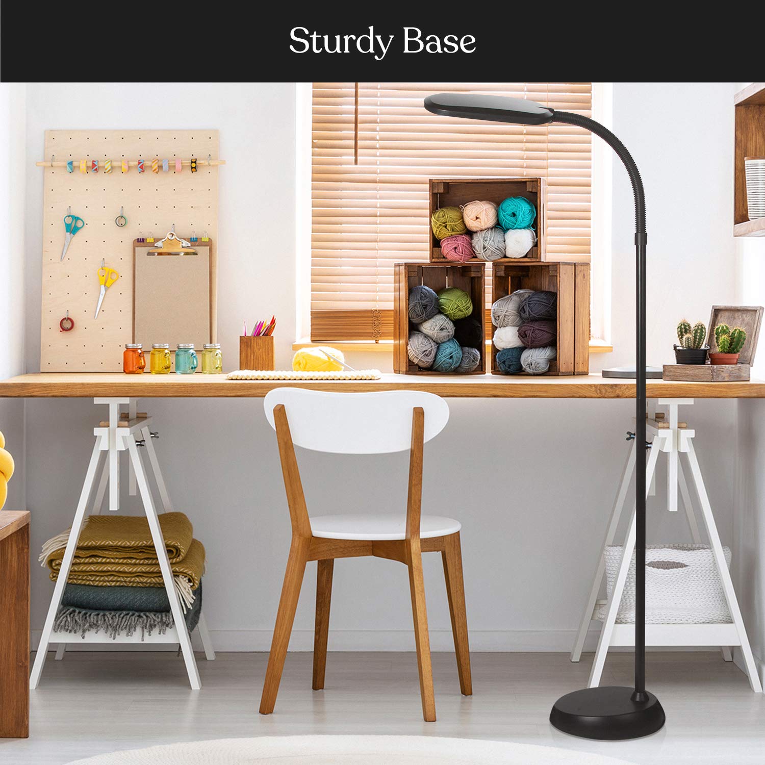 Brightech Litespan Slim LED Floor Reading Lamp - Tall with Adjustable Gooseneck, Dimmable for Living Rooms, Offices & Bedrooms - Black