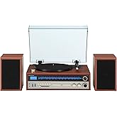 Amazon.com: Crosley CR7010A-BK Ridgemont 3-Speed Turntable with ...