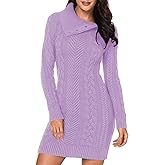 BLENCOT Womens Turtleneck Long Sleeve Elasticity Chunky Cable Knit Pullover Sweaters Jumper