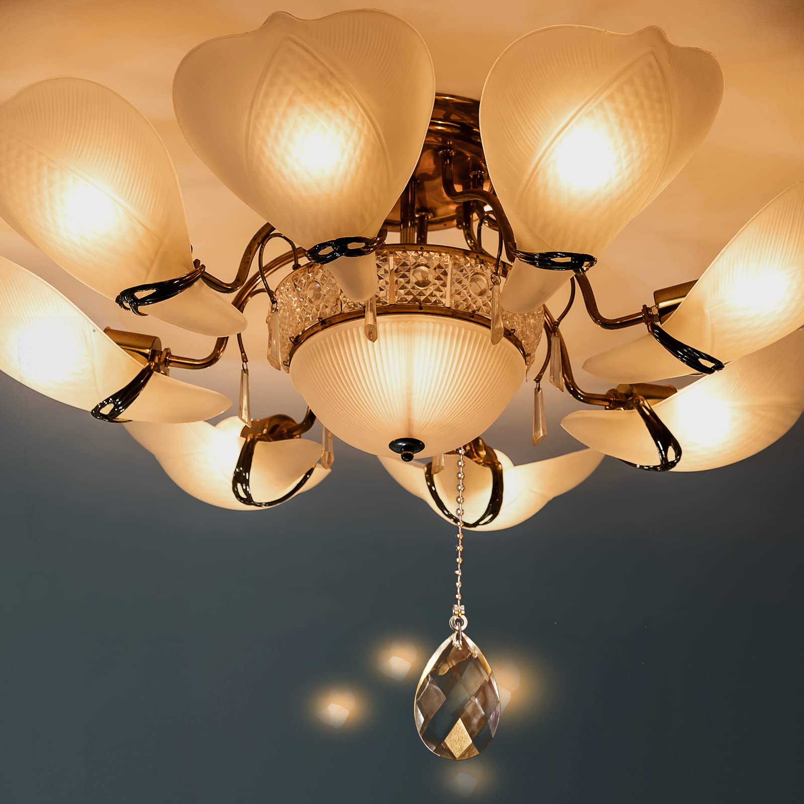 2PCS Ceiling Fan Pull Chains, Premium Fan Pull Chain with 20-inches Extension Chains