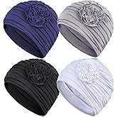 BCHRTOIP 4 Pieces Chemo Headwear for Women, Soft Chemo Hats Elastic Cancer Headwear for Cancer Patient with Hair Loss