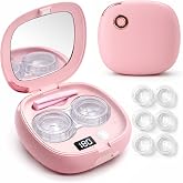 Vastsoon Ultrasonic Contact Lens Cleaner Machine &ndash; Portable, Rechargeable Cleaning Kit with 4 Contact Lens Solution Cases, Applicator &amp; Removal Tools &ndash; for Travel &amp; Home Use (Pink)