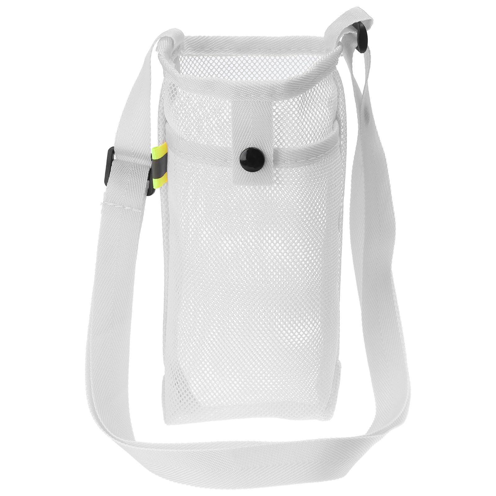 PATIKIL 22mmx13mm Water Bottle Bag, Mesh Portable Bottle Holder Carrier Adjustable Shoulder Strap for Sports Hiking Camping, White