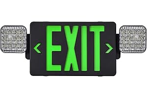 GZRUIYANG Black Housing Exit Sign with Emergency Lights Green, LED Emergency Exit Light with Battery Backup, UL 924 Certified, AC 120/277V, Commercial Emergency Lights Combo for Business - 1 Pack
