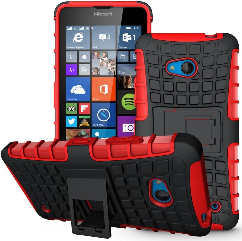 Lumia 640 Case,Nokia 640 Case, Sophmy Hybrid Dual Layer Armor Protective Case Cover with kickstand for Microsoft Lumia 640 (red)
