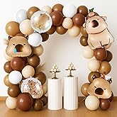 LaRandom 108 Pcs Capybara Party Decorations Capybara Balloon Arch Garland Kit Beige Brown Foil Latex Balloons for Animal Theme Birthday Baby Shower Party Decorations Supplies