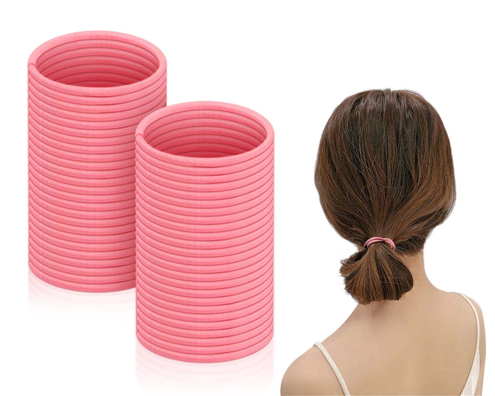 SCSpecial Elastic Hair Ties 50 Pieces Hair Elastic Bands 2.5 mm Ponytail Holders for Women and Girls - Pink